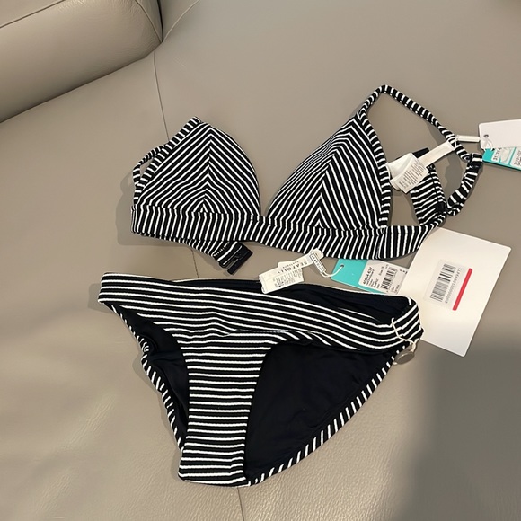 Seafolly Swim Seafolly Bikini Black Go Overboard Striped Ribbed